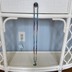 Multicolor Beaded Necklace with Green Pendant